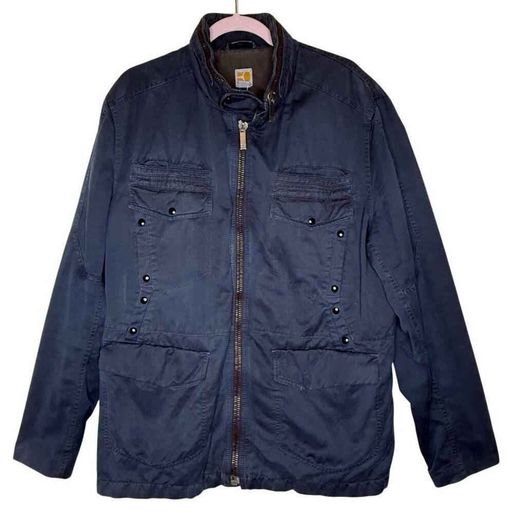 Hugo Boss Orange Label Men’s Blue Linen/Cotton Field Military Jacket Size XXL